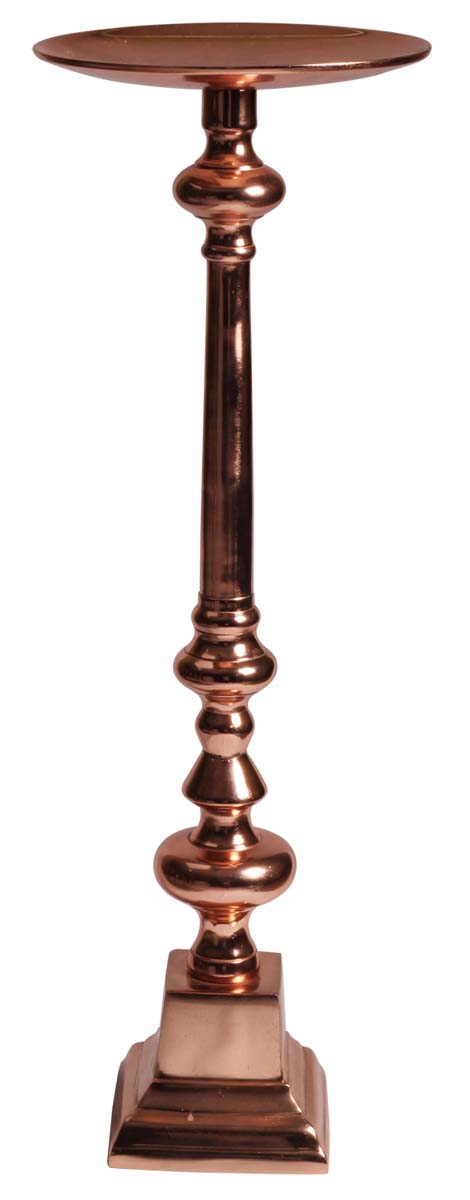 24” Aluminum Pedestal Candle-Holder – Copper Finish – Wholesale Vintage-Look Décor / Housewarming Gifts